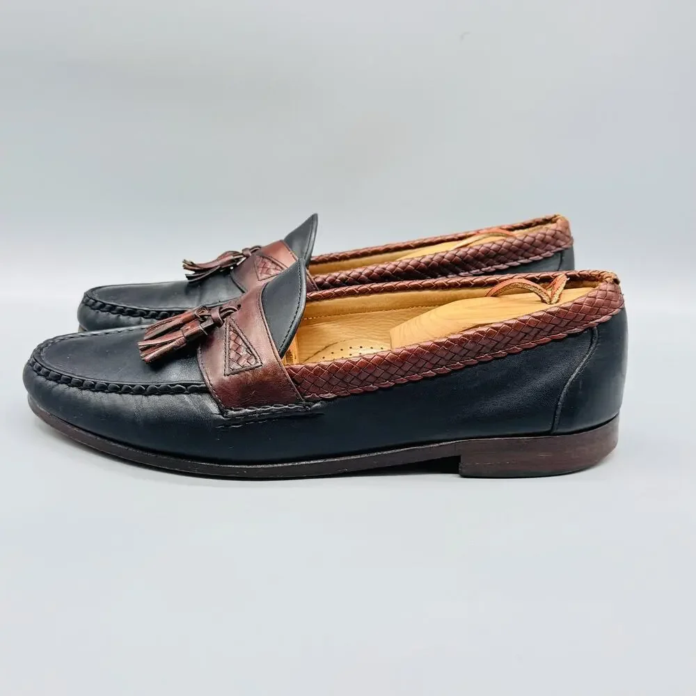 Allen Edmonds Shoes Mens 11.5 Black Brown Leather Maxfield Tassel Loafers Dress
